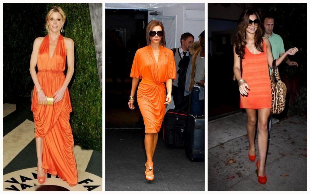 What shoes go best with an orange dress?